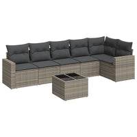 Set Divani da Giardino 7 pz con Cuscini Grigio in Polyrattan