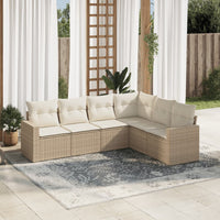Set Divano da Giardino 6 pz con Cuscini Beige in Polyrattan 3251345