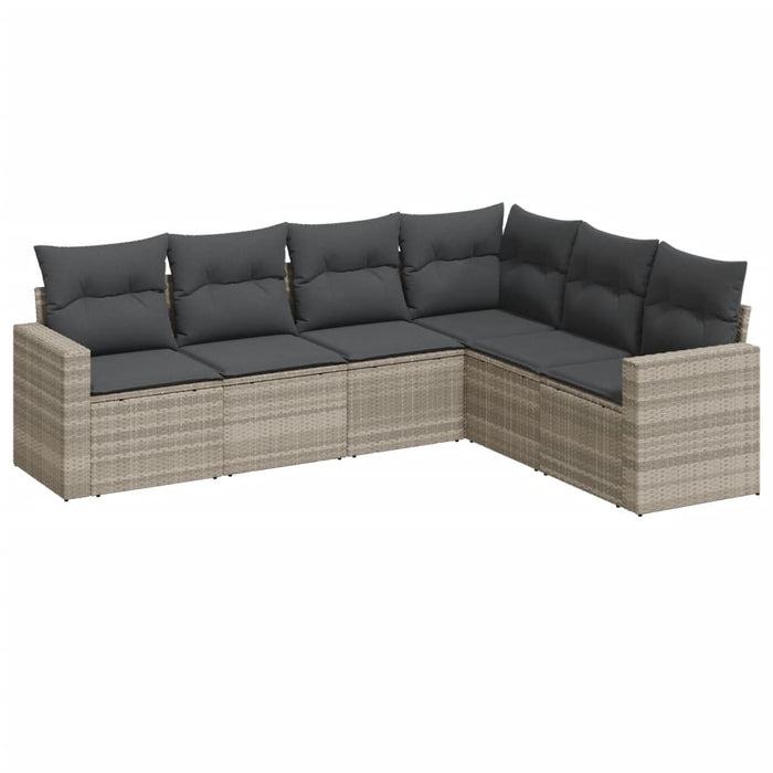 Set Divano da Giardino 6pz con Cuscini Grigio Chiaro Polyrattan 3251349