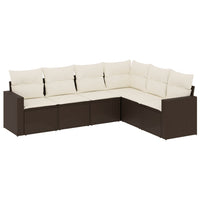 Set Divano da Giardino 6 pz con Cuscini Marrone in Polyrattan 3251350