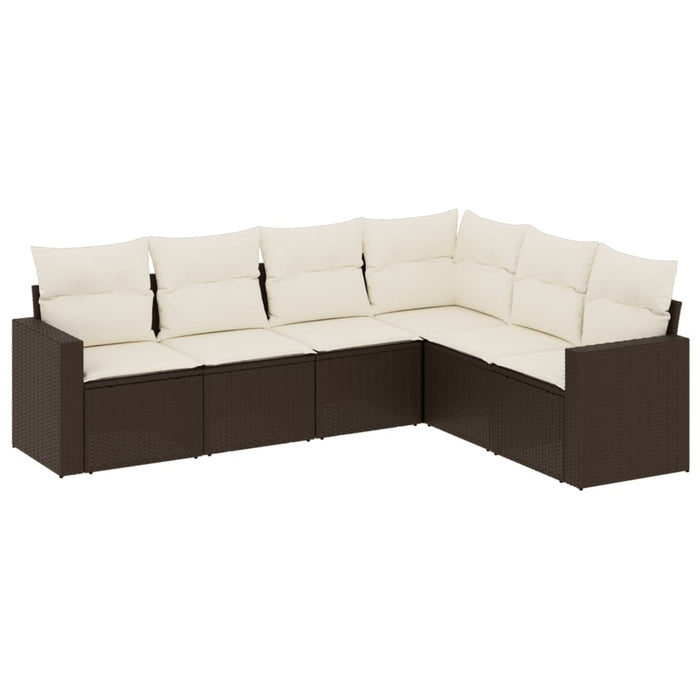 Set Divano da Giardino 6 pz con Cuscini Marrone in Polyrattan 3251350