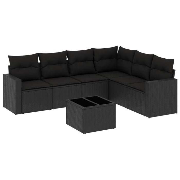 Set Divani da Giardino con Cuscini 7pz Nero Polyrattan 3251352