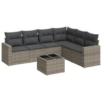 Set Divani da Giardino 7 pz con Cuscini Grigio in Polyrattan