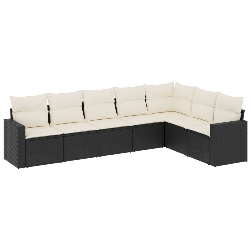 Set Divani da Giardino con Cuscini 7pz Nero Polyrattan 3251383