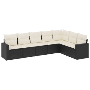 Set Divani da Giardino con Cuscini 7pz Nero Polyrattan 3251383
