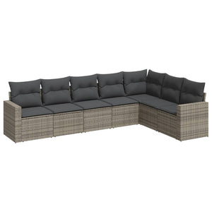 Set Divani da Giardino 7 pz con Cuscini Grigio in Polyrattan 3251387