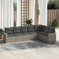 Set Divani da Giardino 7 pz con Cuscini Grigio in Polyrattan 3251387