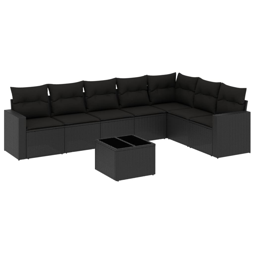 Set Divani da Giardino con Cuscini 8 pz Nero in Polyrattan 3251392