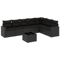 Set Divani da Giardino con Cuscini 8 pz Nero in Polyrattan 3251392
