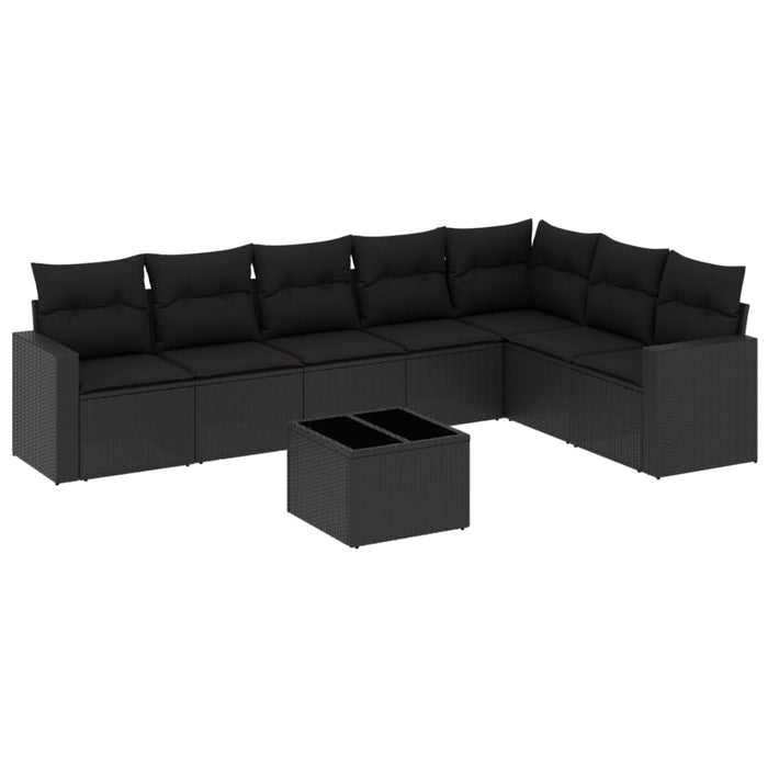 Set Divani da Giardino con Cuscini 8 pz Nero in Polyrattan 3251392