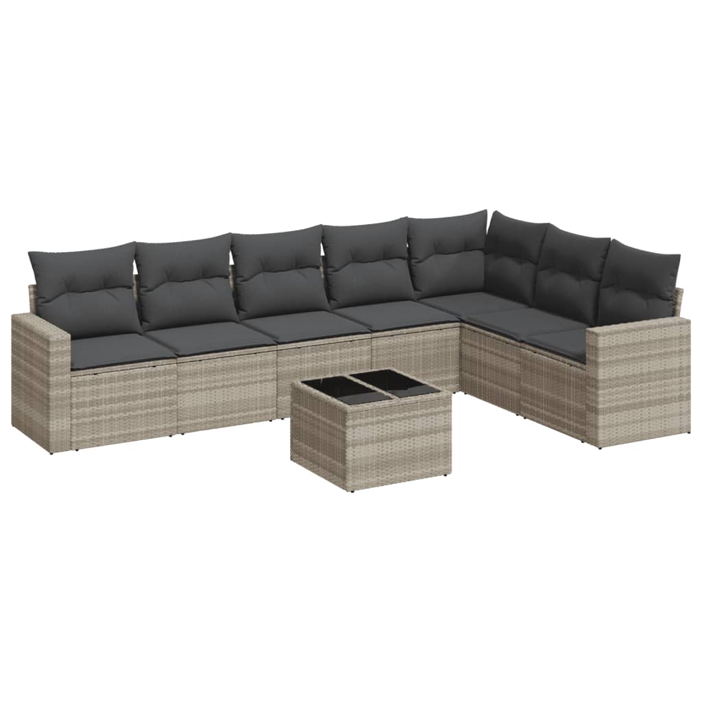 Set Divano da Giardino 8pz con Cuscini Grigio Chiaro Polyrattan 3251399