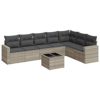 Set Divano da Giardino 8pz con Cuscini Grigio Chiaro Polyrattan 3251399