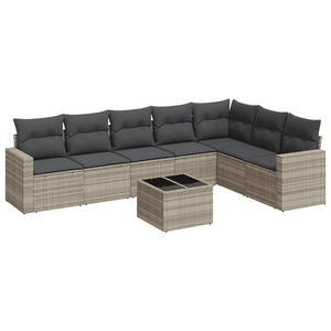 Set Divano da Giardino 8pz con Cuscini Grigio Chiaro Polyrattan 3251399