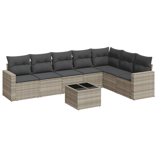 Set Divano da Giardino 8pz con Cuscini Grigio Chiaro Polyrattan 3251399