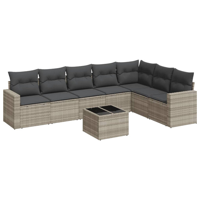 Set Divano da Giardino 8pz con Cuscini Grigio Chiaro Polyrattan 3251399