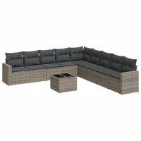 Set Divano da Giardino 10 pz con Cuscini Grigio in Polyrattan 3251437