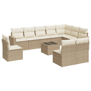 Set Divani da Giardino 11 pz con Cuscini Beige in Polyrattan 3251455