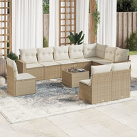 Set Divani da Giardino 11 pz con Cuscini Beige in Polyrattan 3251455