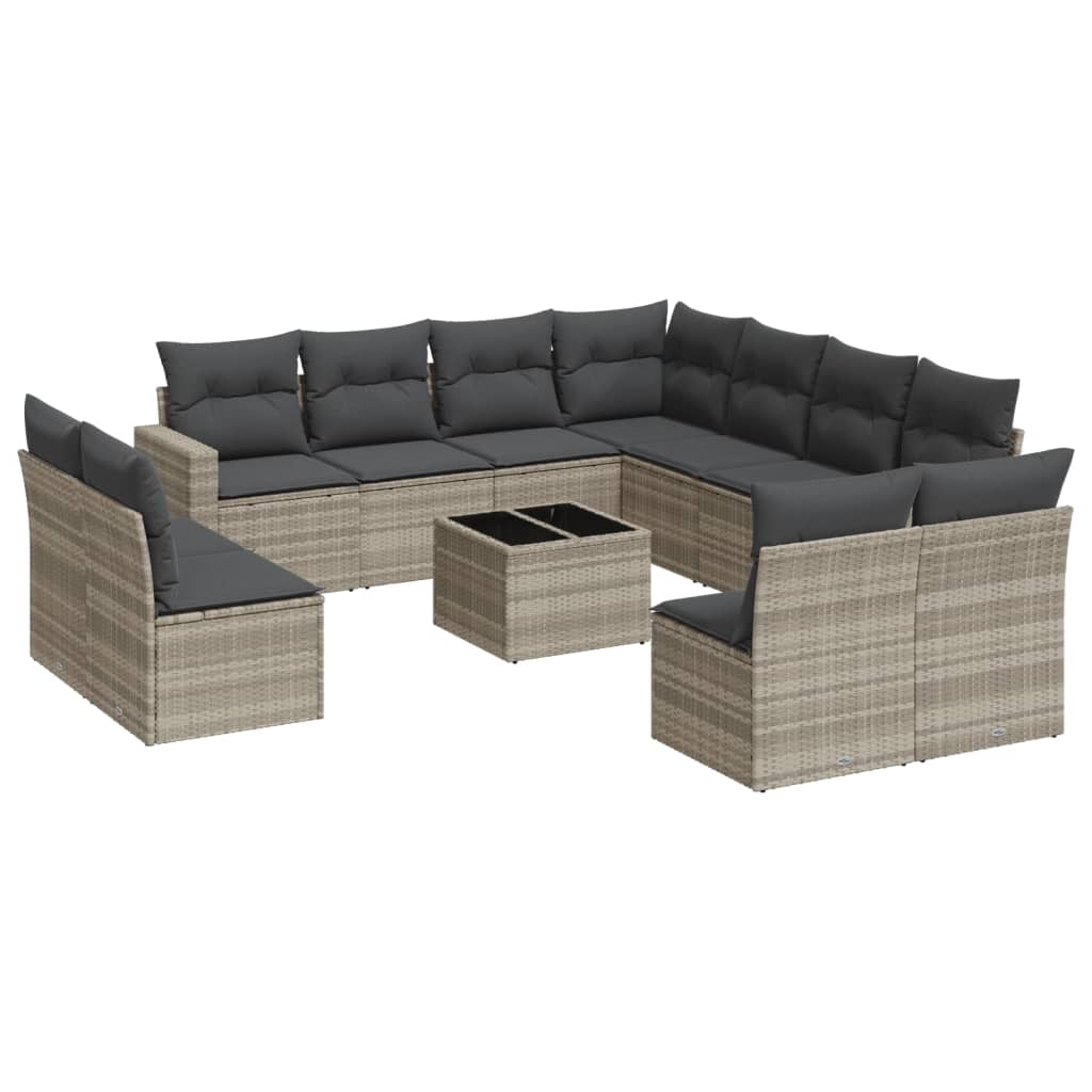 Set Divano Giardino 12 pz con Cuscini Grigio Chiaro Polyrattan 3251479
