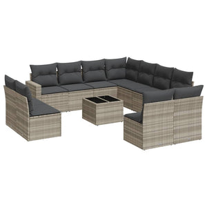 Set Divano Giardino 12 pz con Cuscini Grigio Chiaro Polyrattan 3251479