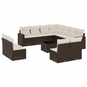 Set Divani da Giardino 12 pz con Cuscini Marrone in Polyrattan 3251480