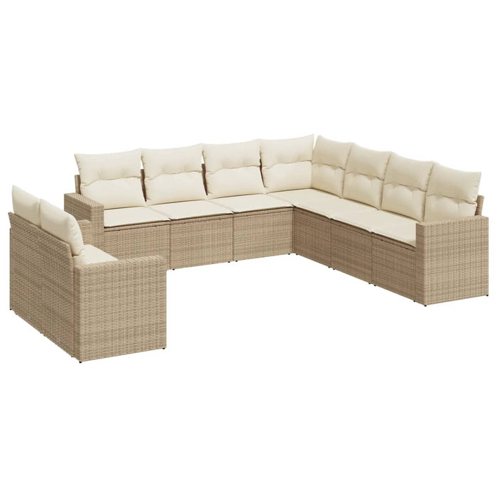 Set Divano da Giardino 9 pz con Cuscini Beige in Polyrattan 3251485