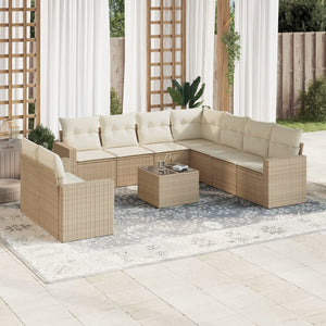 Set Divano da Giardino 10 pz con Cuscini Beige in Polyrattancod mxl 88650
