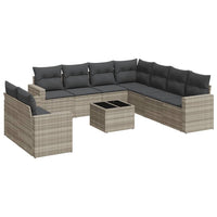 Set Divano Giardino 10 pz con Cuscini Grigio Chiaro Polyrattan 3251499