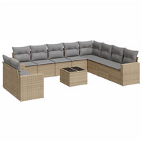 Set Divani da Giardino 11 pz con Cuscini Beige in Polyrattan 3251516