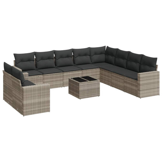 Set Divani da Giardino 11 pz con Cuscini in Polyrattan Grigio 3251519
