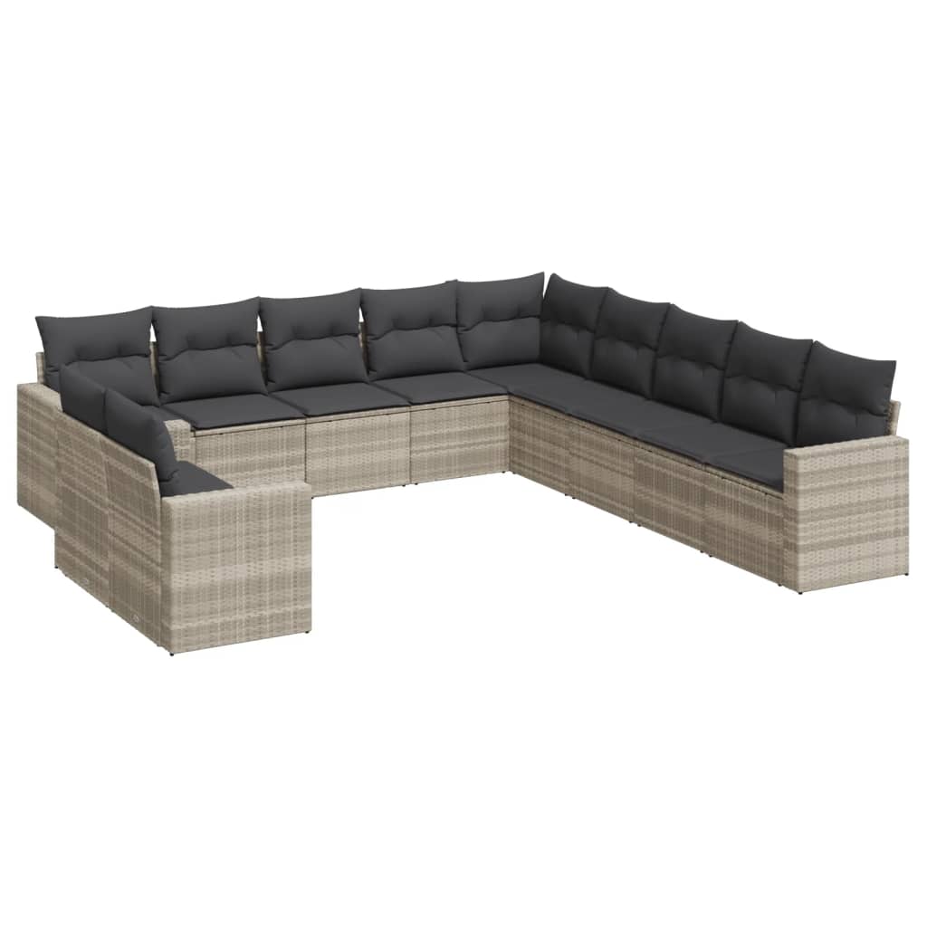Set Divani da Giardino 11 pz con Cuscini in Polyrattan Grigio