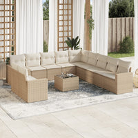 Set Divani da Giardino 12 pz con Cuscini Beige in Polyrattan 3251535