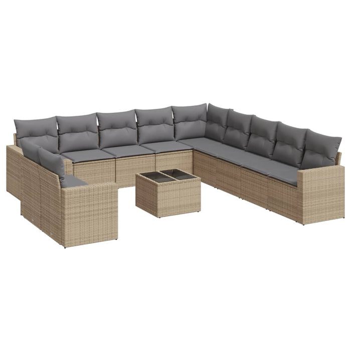 Set Divani da Giardino 12 pz con Cuscini Beige in Polyrattan 3251536