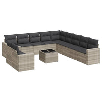 Set Divano Giardino 12 pz con Cuscini Grigio Chiaro Polyrattan 3251539