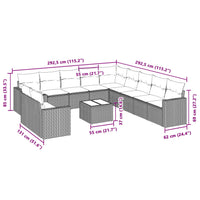 Set Divano Giardino 12 pz con Cuscini Grigio Chiaro Polyrattan 3251539