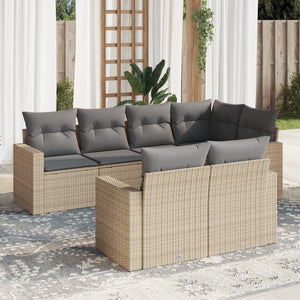 Set Divani da Giardino 7 pz con Cuscini Beige in Polyrattan 3251546
