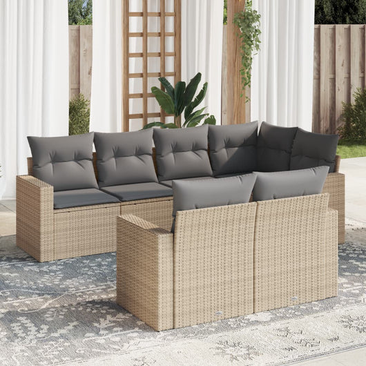 Set Divani da Giardino 7 pz con Cuscini Beige in Polyrattan 3251546