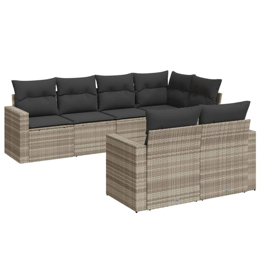 Set Divani da Giardino 7pz con Cuscini Grigio Chiaro Polyrattan 3251549