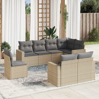 Set Divano da Giardino 8 pz con Cuscini Beige in Polyrattan