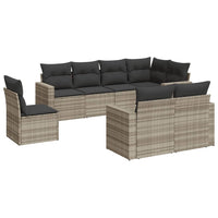 Set Divano da Giardino 8pz con Cuscini Grigio Chiaro Polyrattan 3251579