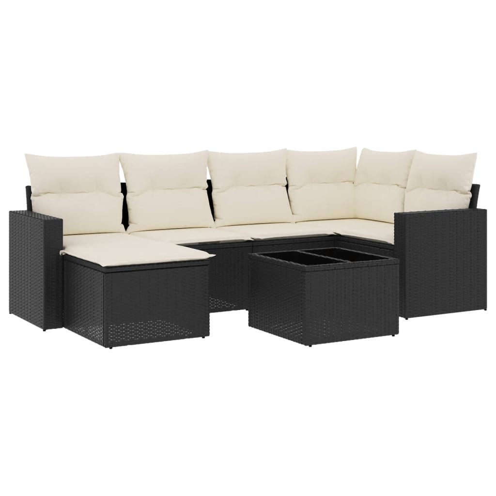 Set Divani da Giardino con Cuscini 7pz Nero Polyrattan 3251603