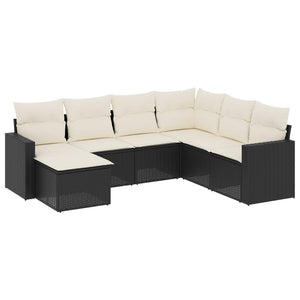 Set Divani da Giardino con Cuscini 7pz Nero Polyrattan 3251633