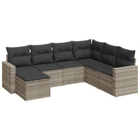 Set Divani da Giardino 7pz con Cuscini Grigio Chiaro Polyrattan