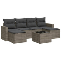 Set Divani da Giardino 7 pz con Cuscini Grigio in Polyrattan 3251667