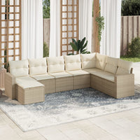 Set Divano da Giardino 8 pz con Cuscini Beige in Polyrattan 3251695