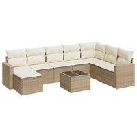 Set Divano da Giardino 9 pz con Cuscini Beige in Polyrattan 3251705