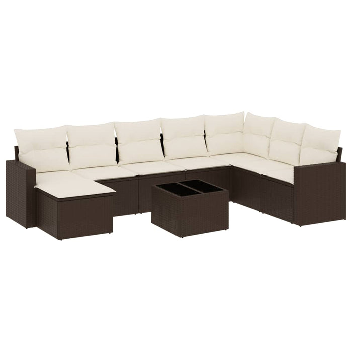 Set Divani da Giardino 9pz con Cuscini Marrone in Polyrattan 3251710