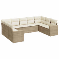 Set Divano da Giardino 9 pz con Cuscini Beige in Polyrattan 3251735