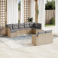Set Divano da Giardino 9 pz con Cuscini Beige in Polyrattan 3251756