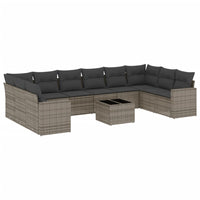 Set Divani da Giardino 11 pz con Cuscini in Polyrattan Grigio 3251817